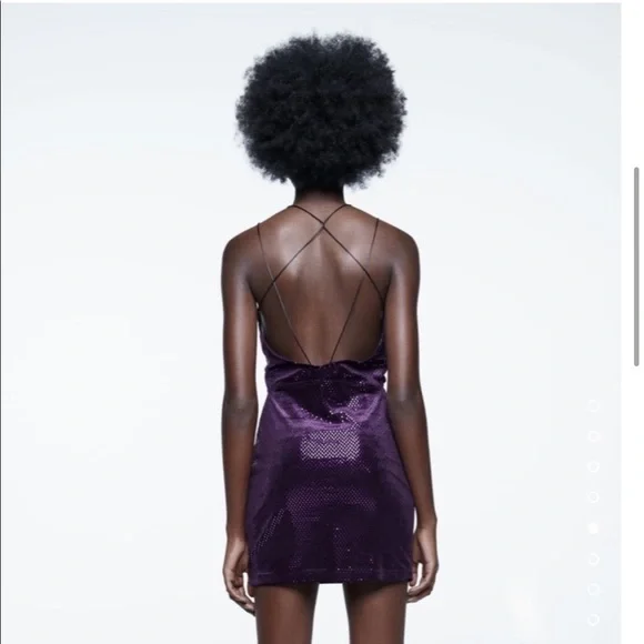 Blogger’s Favorite 🤩 Zara Purple Shiny Ring Detail Strappy Back Mini Dress - Picture 2 of 9